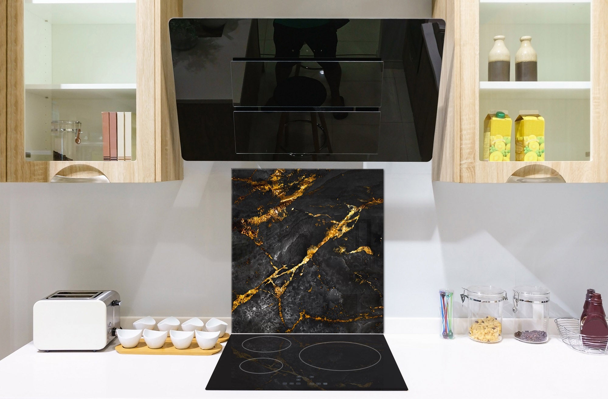 Glass kitchen backsplash – Tempered Glass splashback – Photo backsplash NBS03 Colourful abstractions Series: Glossy stone texture