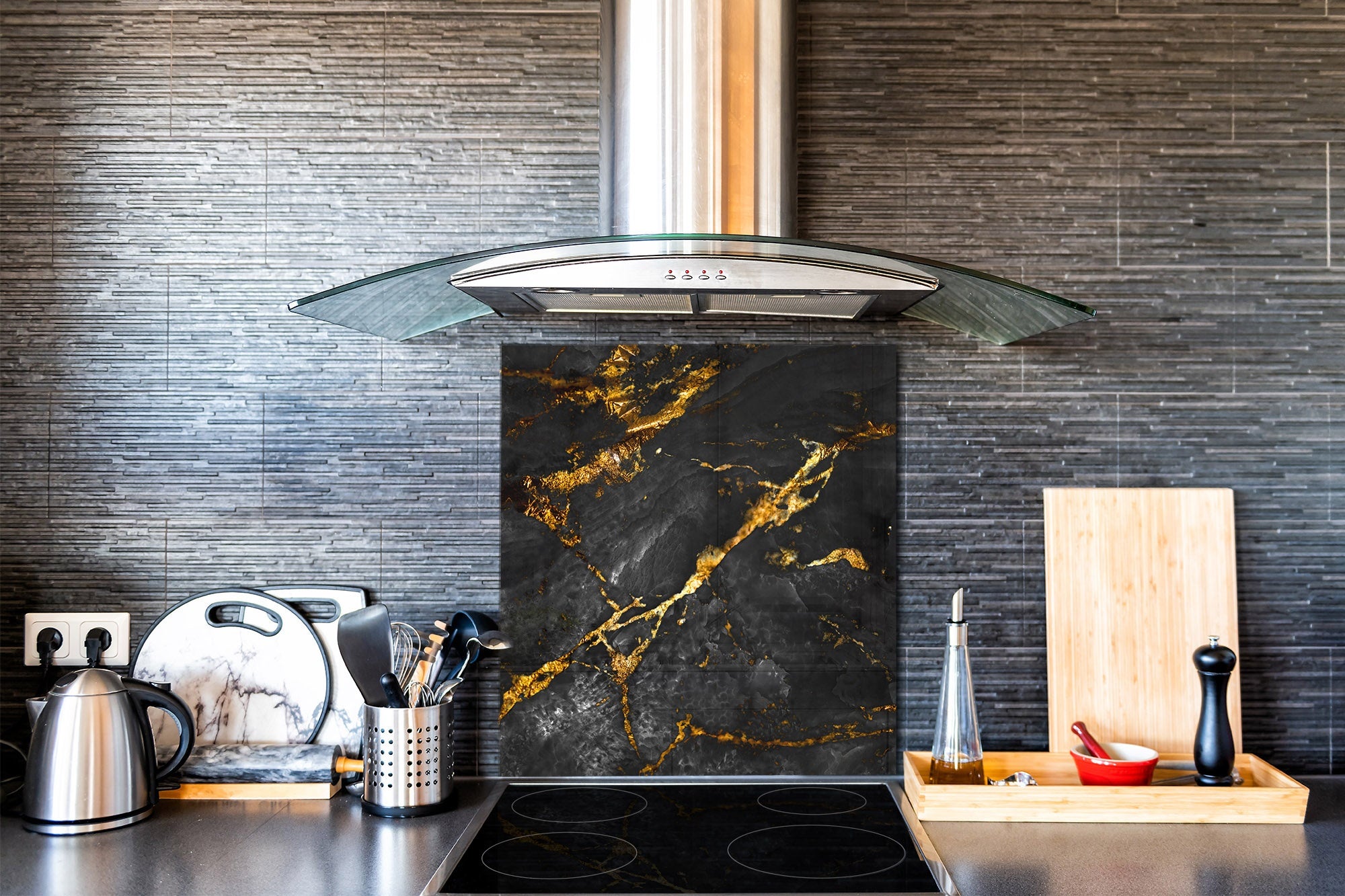 Glass kitchen backsplash – Tempered Glass splashback – Photo backsplash NBS03 Colourful abstractions Series: Glossy stone texture