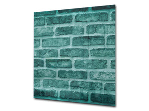 Printed Tempered glass wall art – Glass kitchen backsplash NBS05 Textures and tiles 1 Series: Green vintage brick