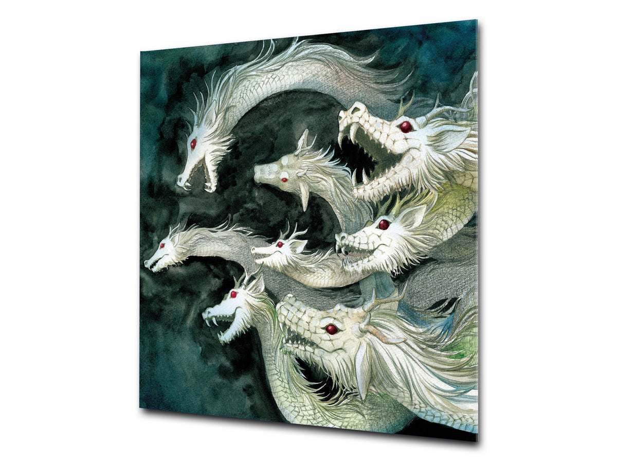 Printed tempered glass backsplash – Glass kitchen splashback NBS13 Abstract Graphics Series: Ancient monster