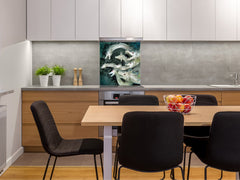 Printed tempered glass backsplash – Glass kitchen splashback NBS13 Abstract Graphics Series: Ancient monster