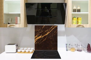 Unique Glass kitchen panel – Tempered Glass backsplash – Art design Glass Upstand NBS02  Marbles 2 Series: Abstract brown