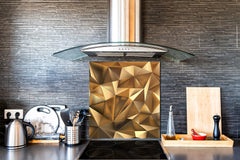 Stylish Tempered glass backsplash – Glass kitchen splashback – Glass upstand NBS08 Golden Waves Series: Stylish triangles