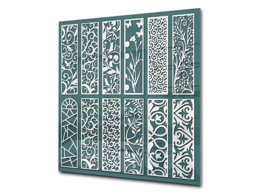 Stunning printed Glass backsplash – Tempered glass kitchen wall panel NBS07 Vintage leaves and patterns Series: Abstract design pattern
