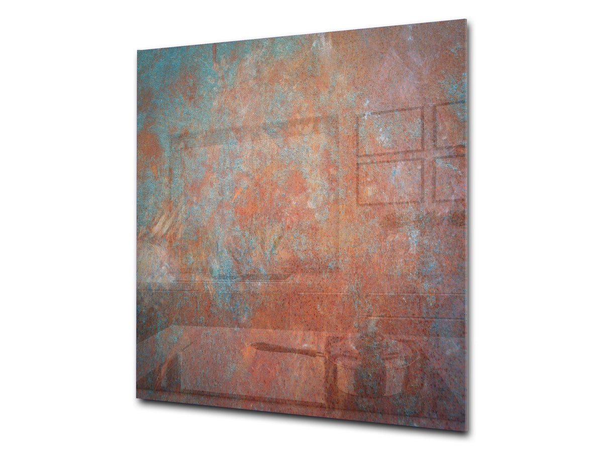 Toughened glass backsplash – Art glass design printed glass splashback NBS04 Rusted textures Series: Oxidized metal 2