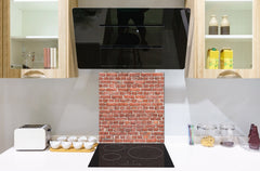 Printed Tempered glass wall art – Glass kitchen backsplash NBS05 Textures and tiles 1 Series: Classic red brick pattern