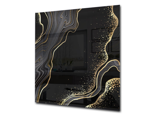 Glass kitchen backsplash – Tempered Glass splashback – Photo backsplash NBS03 Colourful abstractions Series: Glossy waves