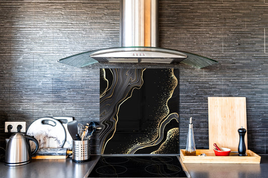 Glass kitchen backsplash – Tempered Glass splashback – Photo backsplash NBS03 Colourful abstractions Series: Glossy waves