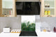 Stylish Tempered glass backsplash – Glass kitchen splashback – Glass upstand NBS01 Marbles 1 Series: Green marble leaves