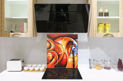 Printed tempered glass backsplash – Glass kitchen splashback NBS13 Abstract Graphics Series: Ethnic abstraction