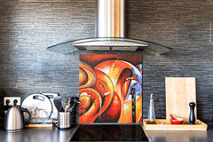 Printed tempered glass backsplash – Glass kitchen splashback NBS13 Abstract Graphics Series: Ethnic abstraction