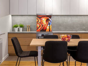 Printed tempered glass backsplash – Glass kitchen splashback NBS13 Abstract Graphics Series: Ethnic abstraction