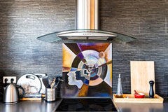 Printed tempered glass backsplash – Glass kitchen splashback NBS13 Abstract Graphics Series: Colors in us