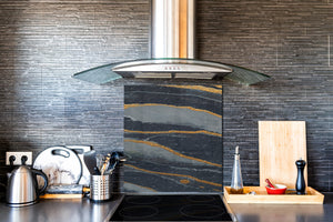 Glass kitchen backsplash – Tempered Glass splashback – Photo backsplash NBS03 Colourful abstractions Series: Dark-blue marble
