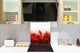 Stylish Tempered glass backsplash – Glass kitchen splashback – Glass upstand NBS01 Marbles 1 Series: Red marble leaves