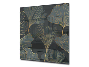 Stunning printed Glass backsplash – Tempered glass kitchen wall panel NBS07 Vintage leaves and patterns Series: Floral art deco