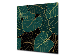 Toughened glass backsplash – Art glass design printed glass splashback NBS11 Tropical Leaves Series: Art deco wallpaper 1