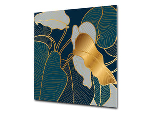 Toughened glass backsplash – Art glass design printed glass splashback NBS11 Tropical Leaves Series: Art deco wallpaper 2