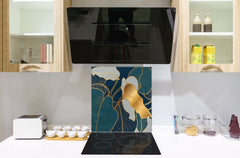 Toughened glass backsplash – Art glass design printed glass splashback NBS11 Tropical Leaves Series: Art deco wallpaper 2