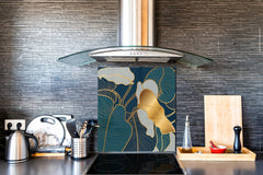 Toughened glass backsplash – Art glass design printed glass splashback NBS11 Tropical Leaves Series: Art deco wallpaper 2