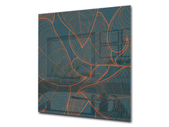Stunning printed Glass backsplash – Tempered glass kitchen wall panel NBS07 Vintage leaves and patterns Series: Abstract leaves