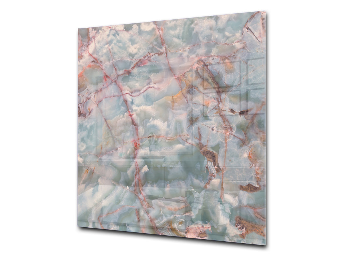 Unique Glass kitchen panel – Tempered Glass backsplash – Art design Glass Upstand NBS02 Marbles 2 Series: Onyx pink veins