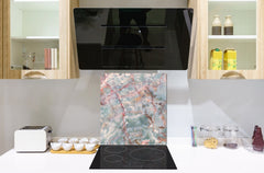 Unique Glass kitchen panel – Tempered Glass backsplash – Art design Glass Upstand NBS02 Marbles 2 Series: Onyx pink veins