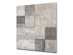 Stunning printed Glass backsplash – Tempered glass kitchen wall panel NBS07 Vintage leaves and patterns Series: Stone mosaic background