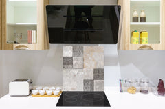 Stunning printed Glass backsplash – Tempered glass kitchen wall panel NBS07 Vintage leaves and patterns Series: Stone mosaic background