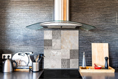 Stunning printed Glass backsplash – Tempered glass kitchen wall panel NBS07 Vintage leaves and patterns Series: Stone mosaic background