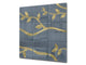 Printed Tempered glass wall art – Glass kitchen backsplash NBS05 Textures and tiles 1 Series: Golden branches on a blue background