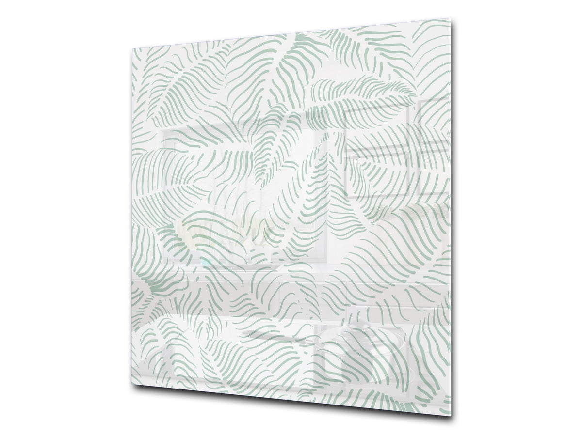 Stunning printed Glass backsplash – Tempered glass kitchen wall panel NBS07 Vintage leaves and patterns Series: Abstract leave background