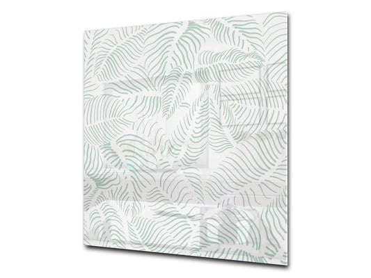 Stunning printed Glass backsplash – Tempered glass kitchen wall panel NBS07 Vintage leaves and patterns Series: Abstract leave background