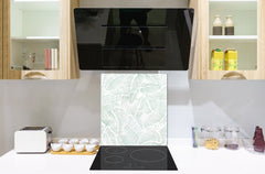 Stunning printed Glass backsplash – Tempered glass kitchen wall panel NBS07 Vintage leaves and patterns Series: Abstract leave background