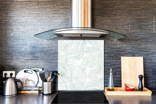 Stunning printed Glass backsplash – Tempered glass kitchen wall panel NBS07 Vintage leaves and patterns Series: Abstract leave background