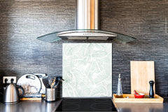 Stunning printed Glass backsplash – Tempered glass kitchen wall panel NBS07 Vintage leaves and patterns Series: Abstract leave background