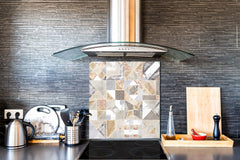 Stunning printed Glass backsplash – Tempered glass kitchen wall panel NBS07 Vintage leaves and patterns Series: Retro tiles pattern