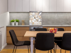 Stunning printed Glass backsplash – Tempered glass kitchen wall panel NBS07 Vintage leaves and patterns Series: Retro tiles pattern