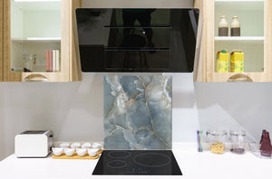 Stylish Tempered glass backsplash – Glass kitchen splashback – Glass upstand NBS01 Marbles 1 Series: Grey grunge stone