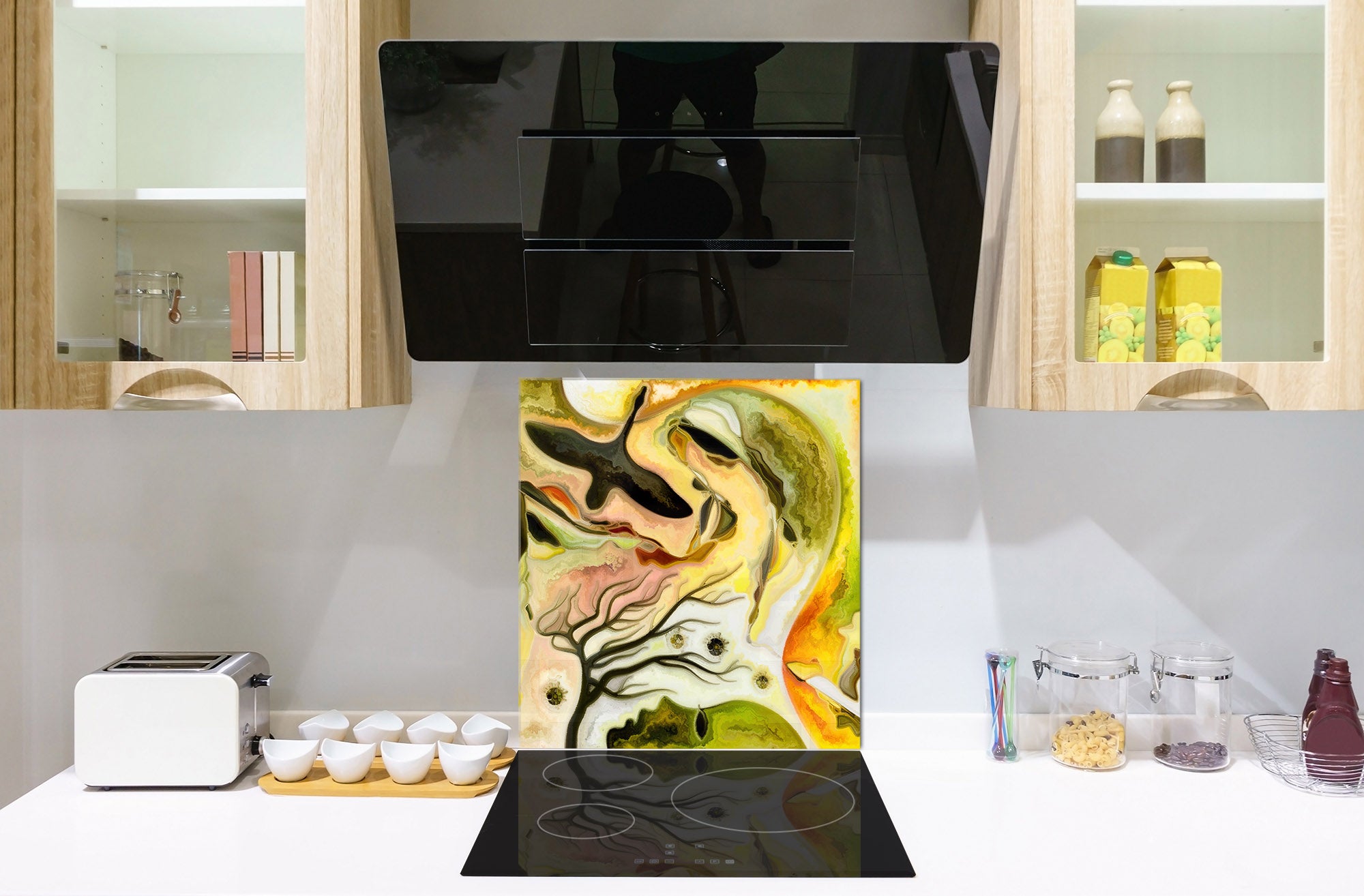 Printed Tempered glass wall art – Glass kitchen backsplash NBS12 Paintings Series: Silhouette of an abstract bird