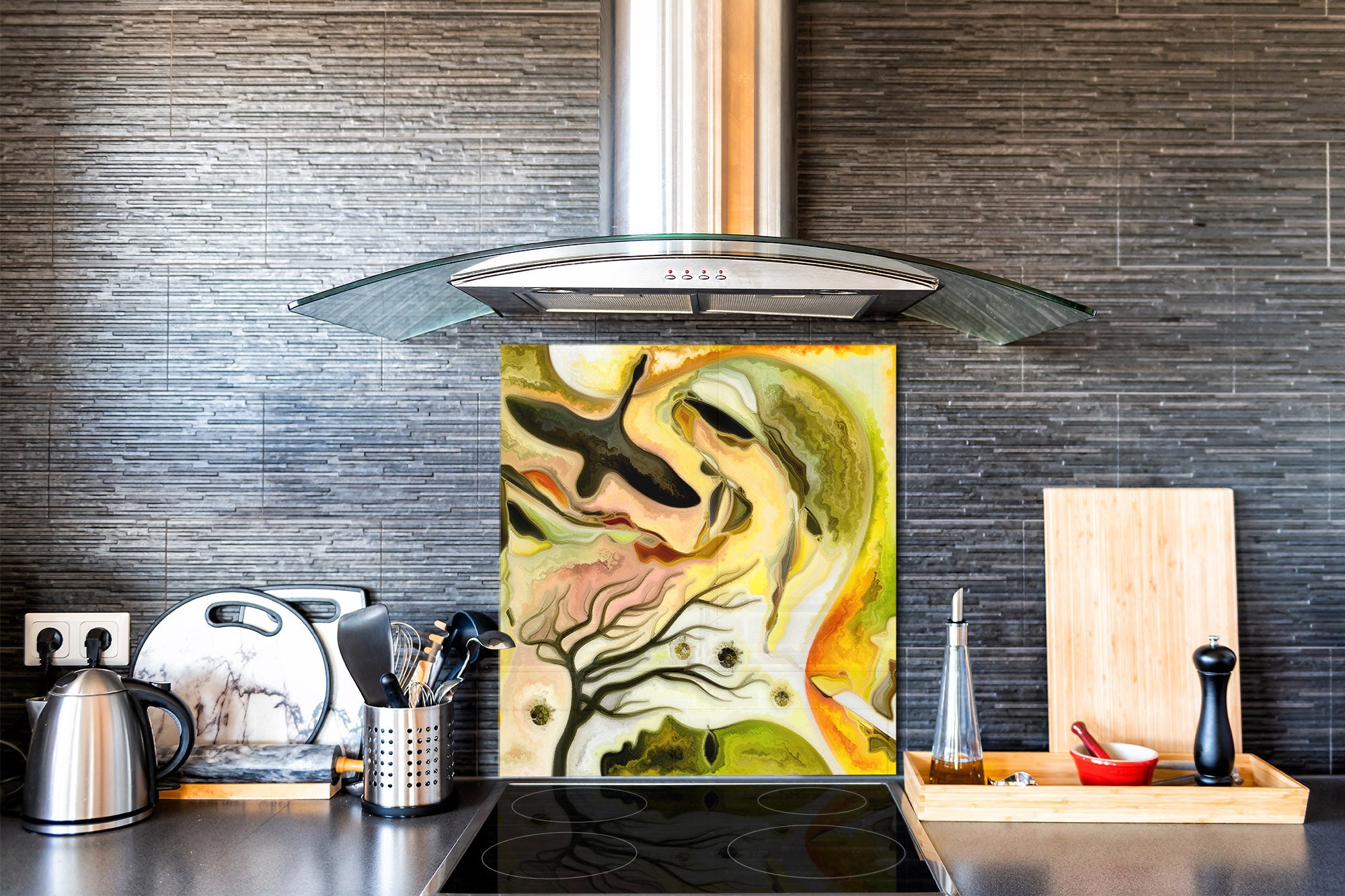 Printed Tempered glass wall art – Glass kitchen backsplash NBS12 Paintings Series: Silhouette of an abstract bird