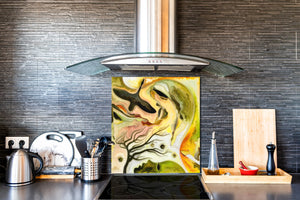 Printed Tempered glass wall art – Glass kitchen backsplash NBS12 Paintings Series: Silhouette of an abstract bird