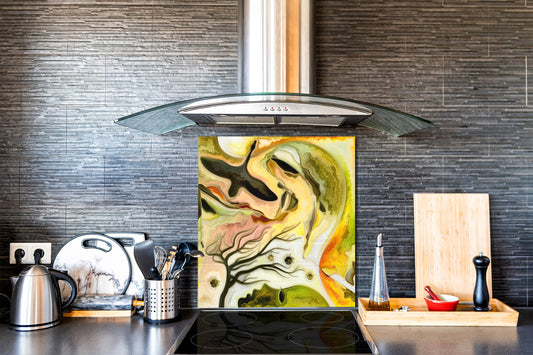 Printed Tempered glass wall art – Glass kitchen backsplash NBS12 Paintings Series: Silhouette of an abstract bird