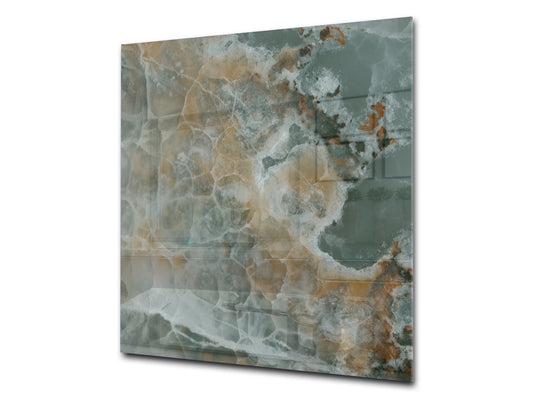 Stylish Tempered glass backsplash – Glass kitchen splashback – Glass upstand NBS01 Marbles 1 Series: Marble waves