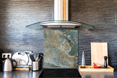 Stylish Tempered glass backsplash – Glass kitchen splashback – Glass upstand NBS01 Marbles 1 Series: Marble waves