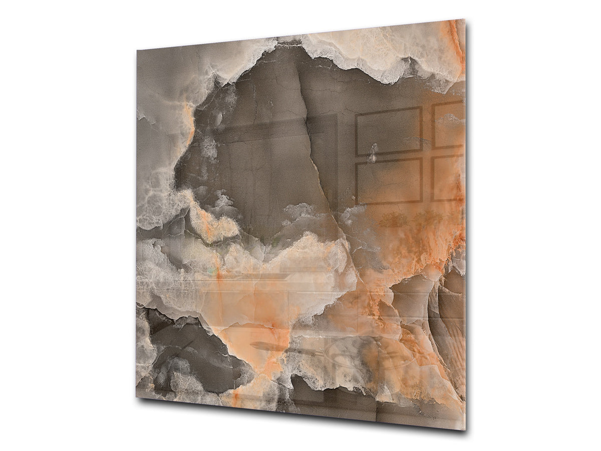 Unique Glass kitchen panel – Tempered Glass backsplash – Art design Glass Upstand NBS02 Marbles 2 Series: 3D marble wall