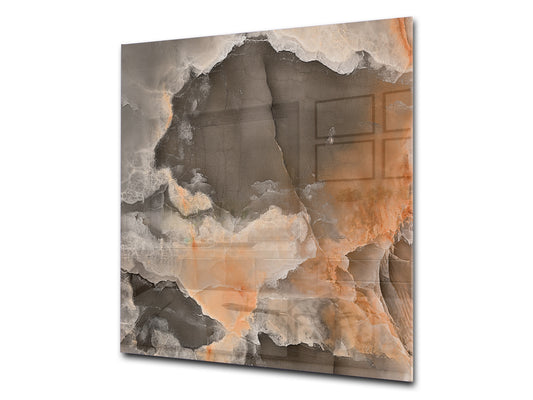 Unique Glass kitchen panel – Tempered Glass backsplash – Art design Glass Upstand NBS02 Marbles 2 Series: 3D marble wall