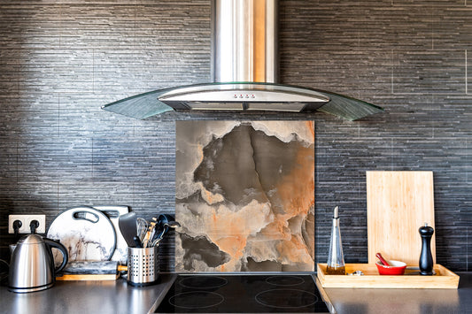 Unique Glass kitchen panel – Tempered Glass backsplash – Art design Glass Upstand NBS02 Marbles 2 Series: 3D marble wall