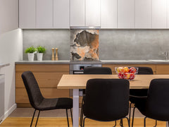 Unique Glass kitchen panel – Tempered Glass backsplash – Art design Glass Upstand NBS02 Marbles 2 Series: 3D marble wall