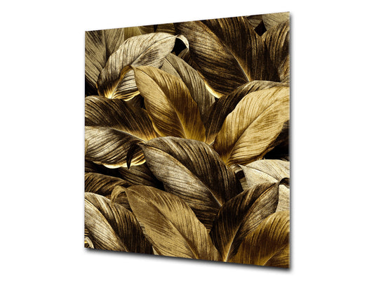 Toughened glass backsplash – Art glass design printed glass splashback NBS11 Tropical Leaves Series: Precious leaves